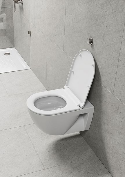 Унитаз подвесной GSI PURA ECO 880709 350 мм х 550 мм, Swirlflush, с открытым креплением, цвет Белый матовый