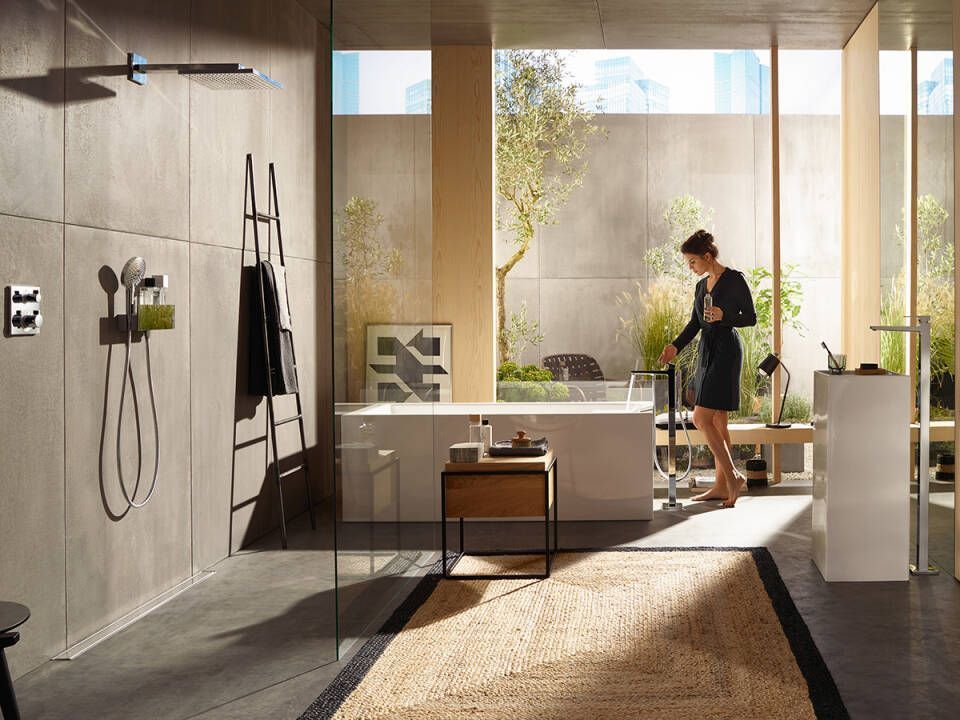 Верхний душ квадратный с потолочным держателем HANSGROHE Raindance Е 26250140 300, 1jet, цвет Шлифованная бронза