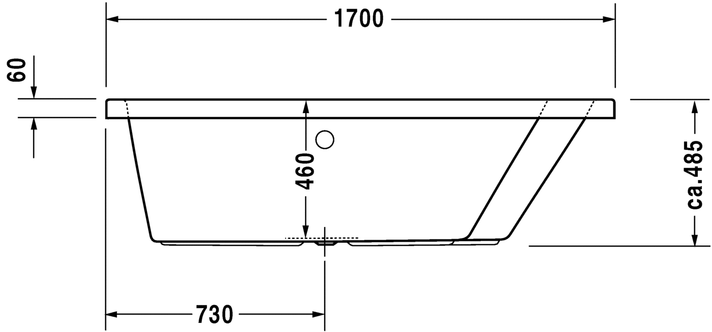 Акриловая ванна Duravit Paiova 700215000000000 1700 х 1300 c наклоном для спины справа, встраиваемая, угловая, белая