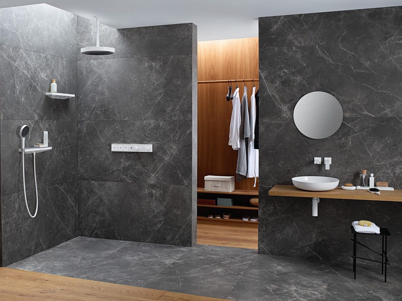 Верхний душ Hansgrohe Rainfinity 360 1jet 26231700 с потолочным кронштейном, белый матовый