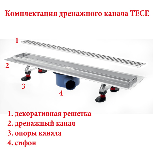 Дренажный канал прямой TECE TECEdrainline 601000 1000 мм, c гидроизоляцией SealSystem, хром