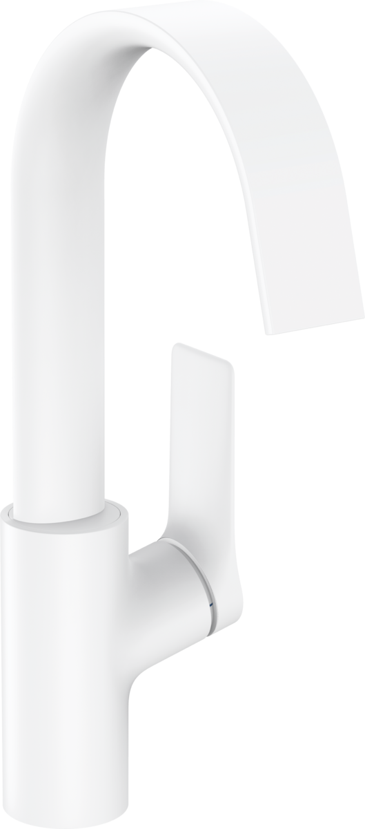 Смеситель для раковины однорычажный HANSGROHE Vivenis 75030700 210 мм, с поворотным изливом, со сливным гарнитуром, белый матовый