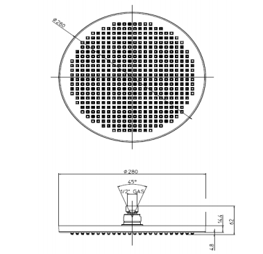 Верхний душ BOSSINI Apice-Spot I00430.030 Ø 280 мм, на шарнире, хром