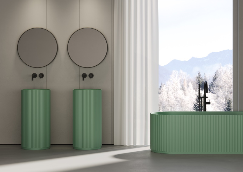 Раковина напольная из композита DEA DESIGN Pedestal Basin DD2803 450 17 450 мм х 450 мм х 900 мм, с донным клапаном, цвет Red Wine №17