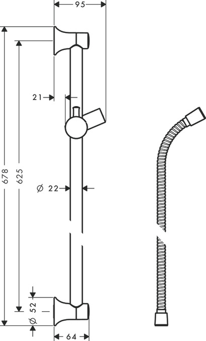 Штанга для душа Hansgrohe Croma 100 Unica Classic 27617000 со шлангом хром