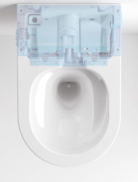 Подвесной умный безободковый унитаз GSI WClean 7418K11 590х375 мм, с модулем электронного биде и сиденьем Soft-Close, цвет Белый глянцевый