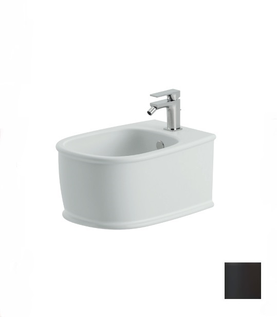 Биде повдесное ARTCERAM ATELIER ATB001 17 00 520 мм х 370 мм, с отверстием под смеситель, с переливом, с креплением, чёрный матовый
