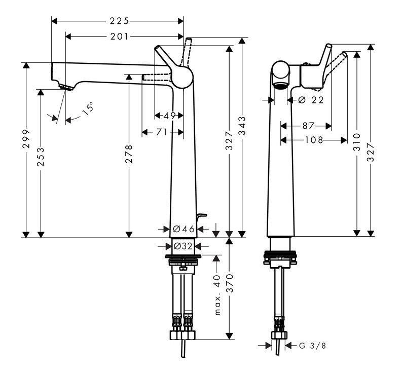 Смеситель для раковины с донным клапаном Hansgrohe Talis S 72115000 Хром
