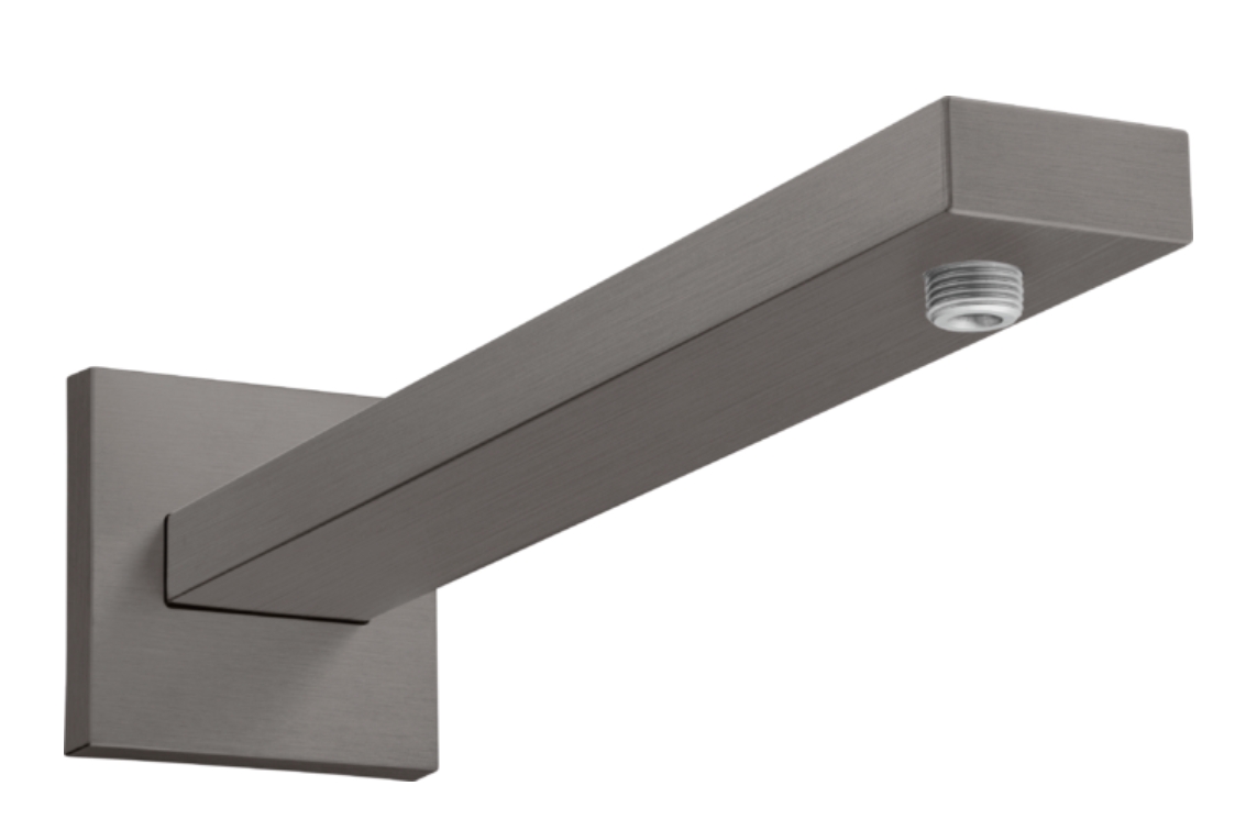 Настенный держатель для верхнего душа HANSGROHE Square 27694340 390 мм, цвет Чёрный шлифованный хром