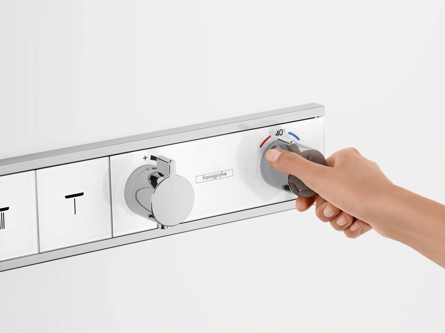 Смеситель для душа с термостатом Hansgrohe RainSelect 15357400 белый, хром