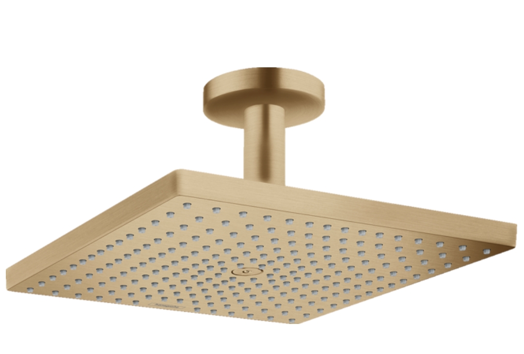 Верхний душ квадратный с потолочным держателем HANSGROHE Raindance Е 26250140 300, 1jet, цвет Шлифованная бронза