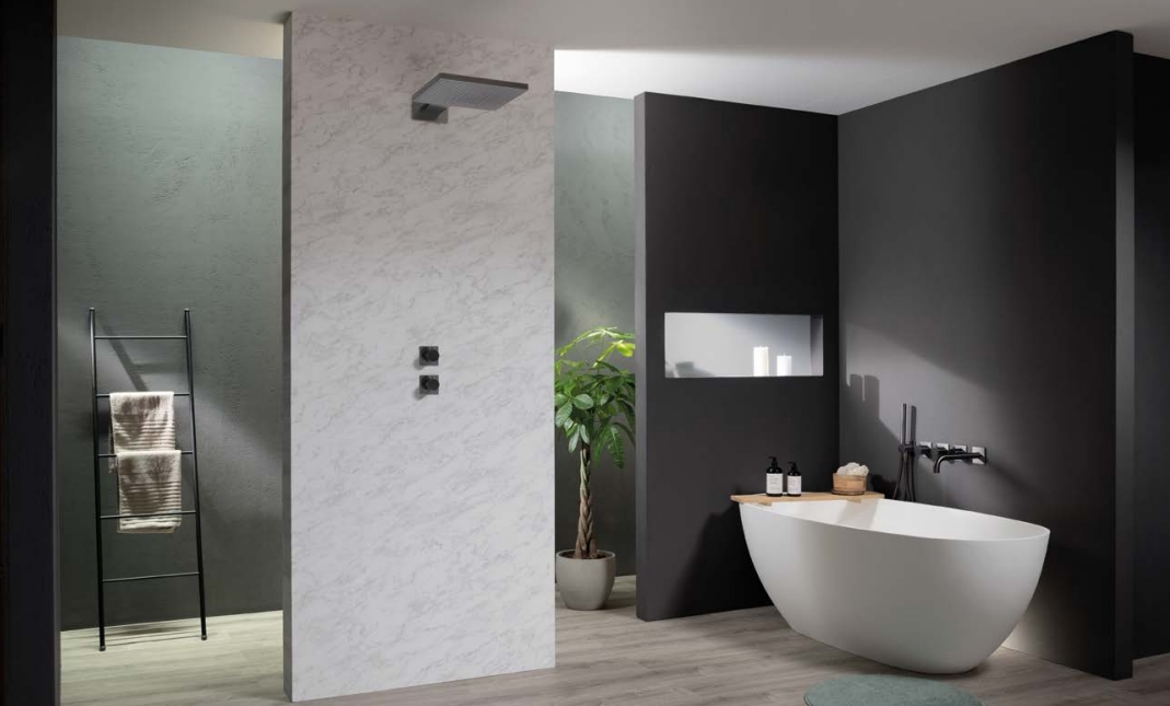 Внешняя часть термостата для душа ALMAR Modular E180132.316 круглые отражатели, универсальное расположение, на 2-3 потребителя, цвет Нержавеющая сталь брашированная AISI 316