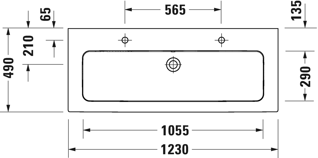 Раковина Duravit Me by Starck 2361120024 с 2 отверстиями под смеситель, с переливом, белая