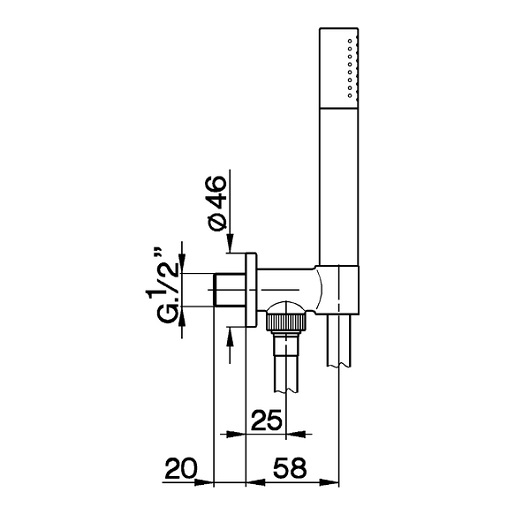Душевой гарнитур CISAL Shower DS01881321 c ручной лейкой, шлангом 1500 мм и выводом с держателем, цвет Хром