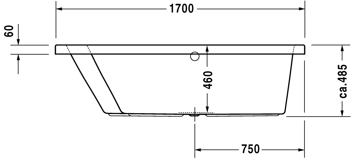 Акриловая ванна Duravit Paiova 700212000000000 1700 х 1000 c наклоном для спины слева, встраиваемая, угловая, белая