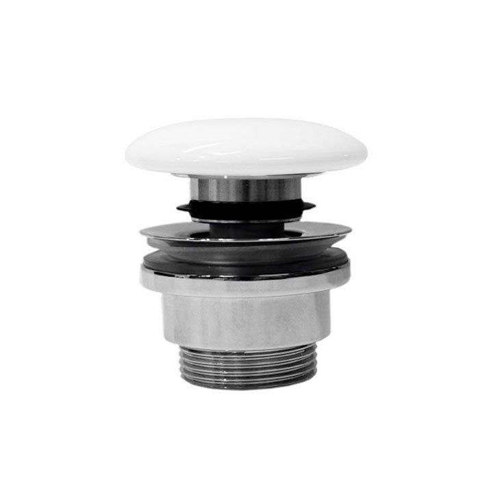 Донный клапан клик-клак GSI SPARES PCS09 для раковин/биде с переливом, цвет Белый матовый