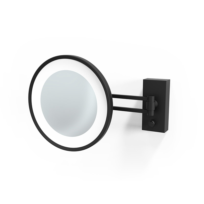 Зеркало косметическое настенное  DECOR WALTHER   BS 36 3X     0122160  Ø 22 см, с подсветкой LED, увеличение 3х, цвет  черный  матовый