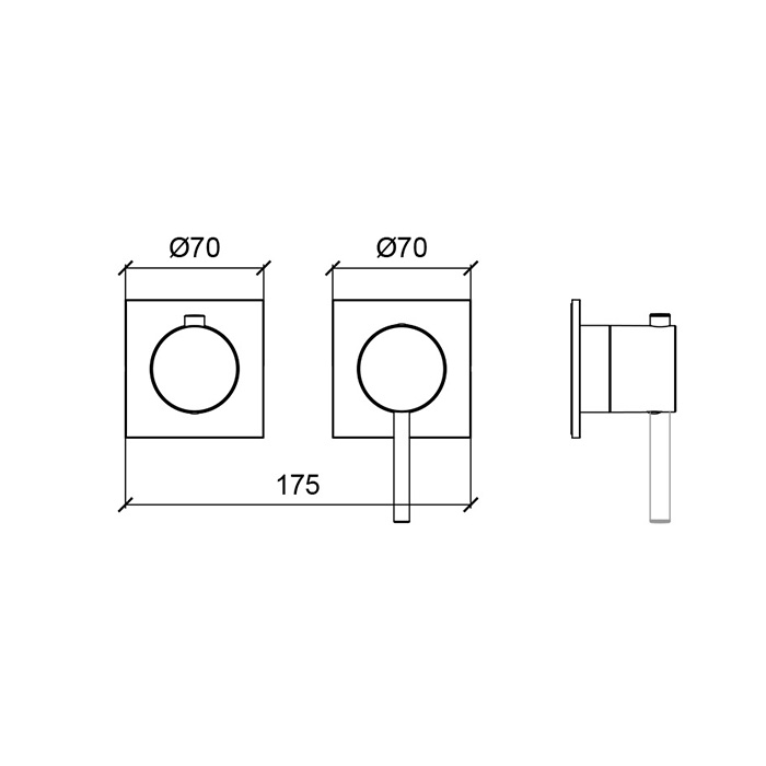 Внешняя часть монокомандного однорычажного смесителя для душа ALMAR Modular E180191.MB квадратные отражатели, цвет Чёрный матовый
