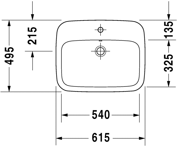 Раковина встраиваемая сверху Duravit Durastyle 0374620000 61х49см