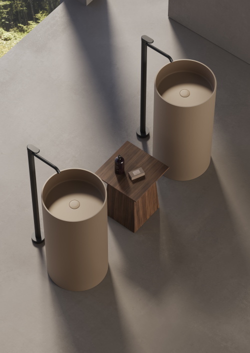 Раковина круглая напольная из композита DEA DESIGN Pedestal Basin DD2012 450 18 450 мм х 450 мм х 900 мм, с донным клапаном, цвет Белый