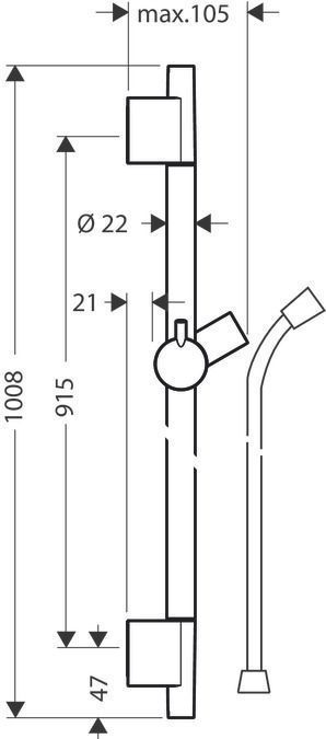 Штанга для душа 90 см Hansgrohe Unica S Puro 28631670 Чёрный матовый