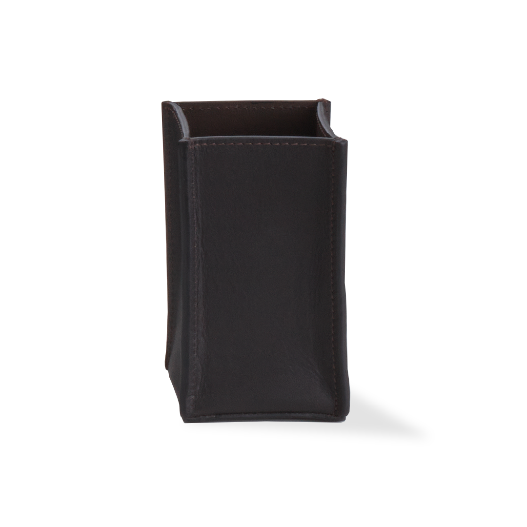 Контейнер-стакан  DECOR WALTHER  NAPPA KOE  0938290    12,5 X 6,5 X 6,5 см, с внутренним акриловым контейнером, натуральная кожа, цвет черно-коричневый Black Brown