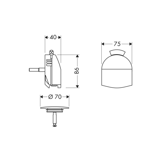 Внешняя часть излива на ванну с набором для слива и перелива Hansgrohe Exafill 58127000 хром