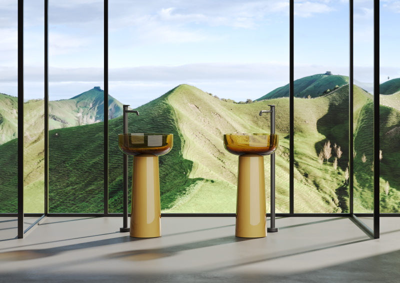 Раковина напольная из полимера и композита DEA DESIGN Pedestal Basin DD2027 480 R6 18 480 мм х 480 мм х 880 мм, цвет Сlassic green/пьедестал Белый