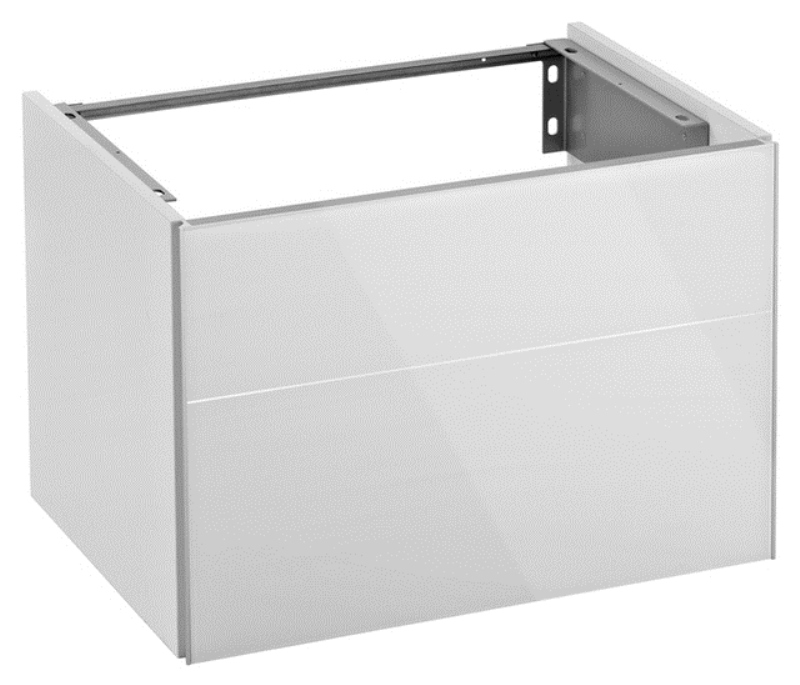 Тумба под раковину Keuco Royal Reflex 34050 210000 646x450x487 мм 1 ящик корпус белый глянец фасад белое стекло