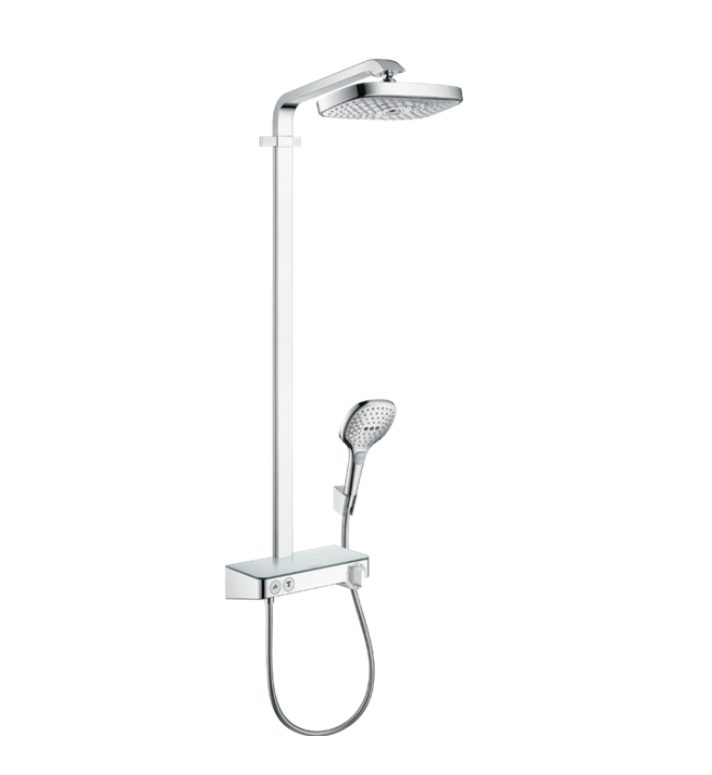 Душевая система с термостатом и ручным душем HANSGROHE Raindance Select E Showerpipe 300 2jet 27283000 с Ecosmart 9 л/мин, цвет Хром