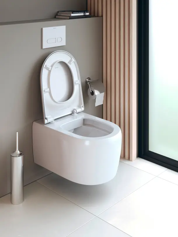 Унитаз подвесной безободковый DURAVIT QATEGO 2556090000 570 мм х 390 мм,  дизайнерская модель - Design by Studio F. A. Porsche, цвет Белый глянцевый