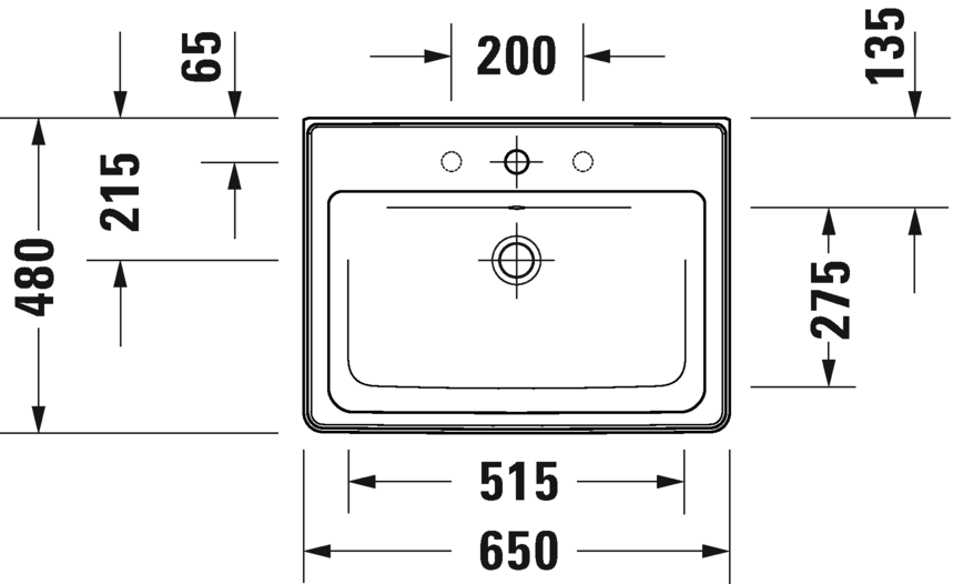 Раковина встраиваемая Duravit D-Neo 2367650000 650 мм х 480 мм, с переливом, с отверстием под смеситель, белая