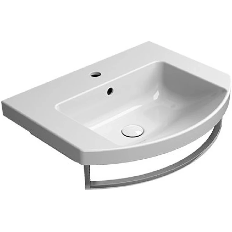 Раковина подвесная/встраиваемая GSI NORM 8645111 600 мм х 490 мм, с 1 отверстием под смеситель, с переливом, белая глянцевая