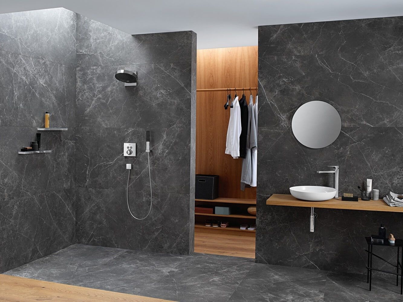 Верхний душ Hansgrohe Rainfinity 250 1jet 26227000 с настенным кронштейном, EcoSmart, хром