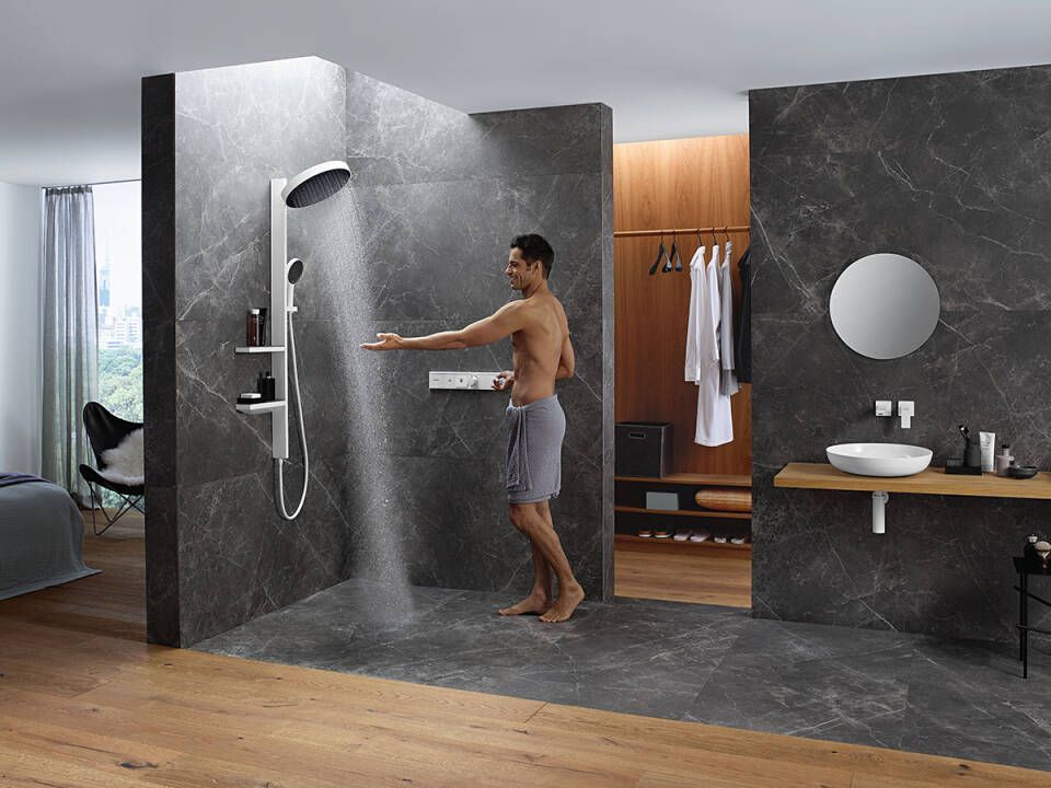 Верхний душ круглый настенный HANSGROHE Rainfinity 26234990 360, 1jet, цвет Полированное золото