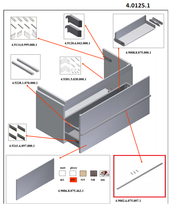 Ручка для мебели  Laufen  Case for Palac  4.9002.1.075.007.1   90 см,  для шкафчиков 4.0125.1,  4.0135.3,  4.0140.1, 4.0160.1, 4.0160.2,  4.0162.1  