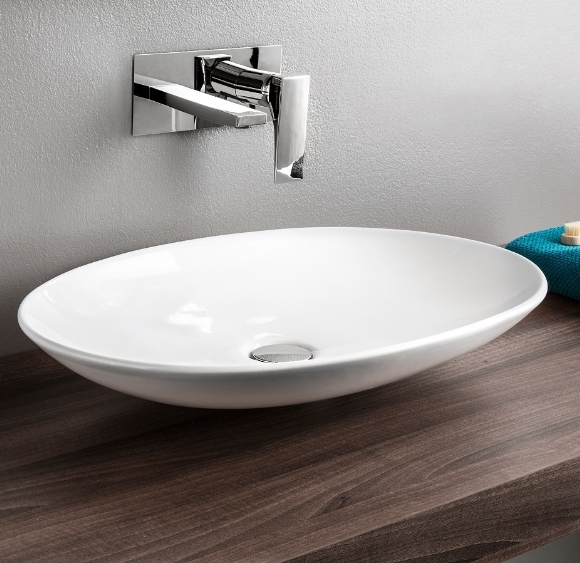 Раковина накладная овальная ARTCERAM LA FONTANA LFL001 01 00 600 мм х 420 мм, без отверстия под смеситель, без перелива, белый глянцевый