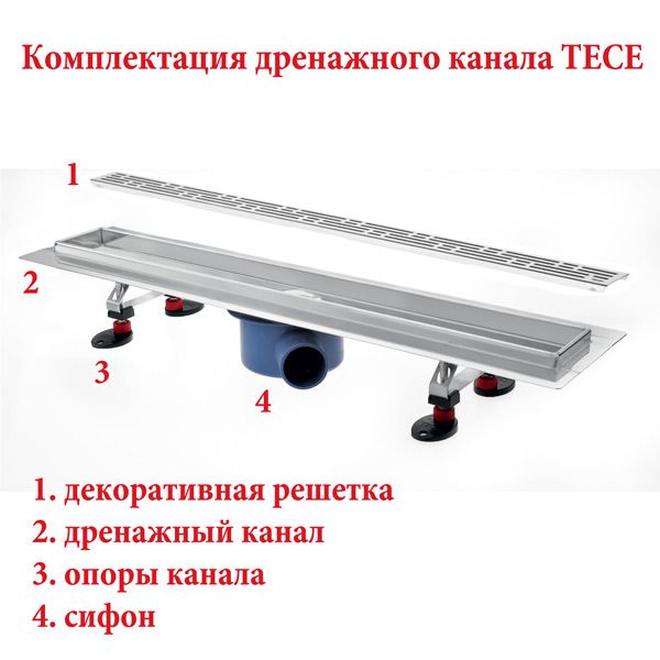 Дренажный канал TECE TECEdrainline 650900 900 мм, для укладки натурального камня, хром