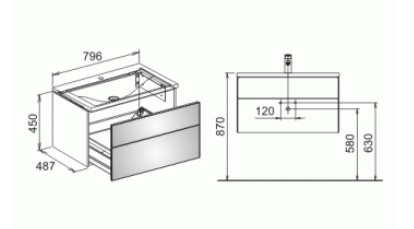 Тумба под умывальник Keuco Royal Reflex  34060 130000 корпус матовый лак/фасад стекло титан
