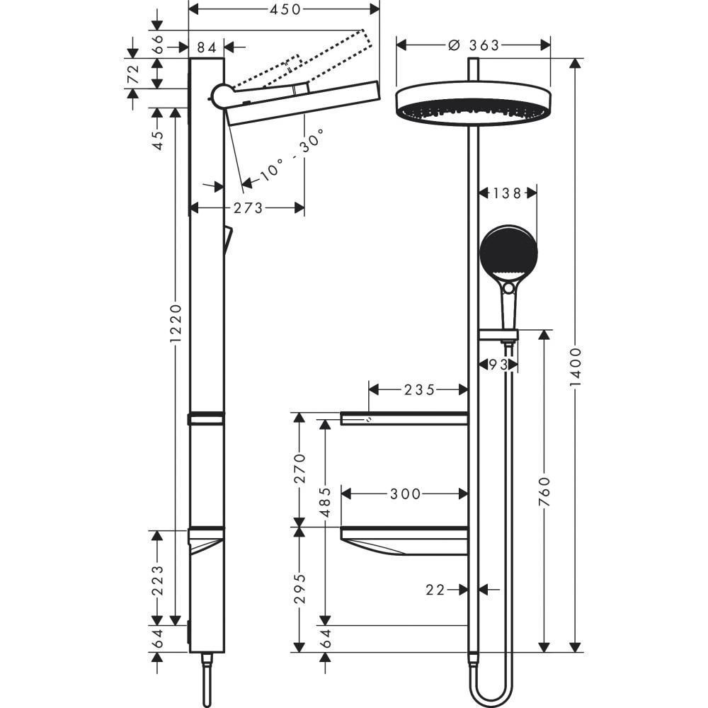 Душевая система Hansgrohe Rainfinity Showerpipe 360 26842000 хром