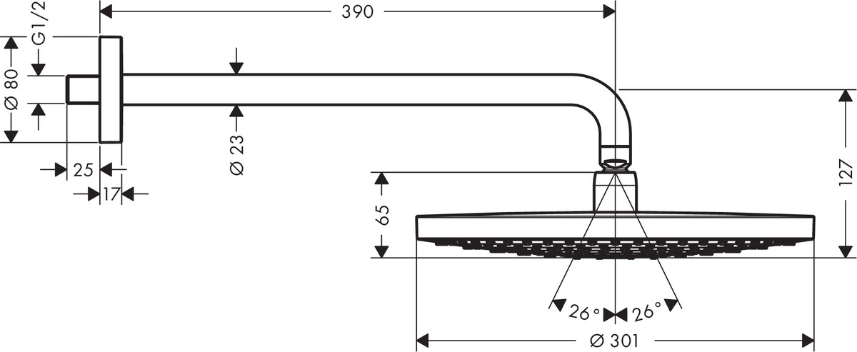 Верхний душ Hansgrohe Raindance Select S 300 2jet 27378400 белый/хром
