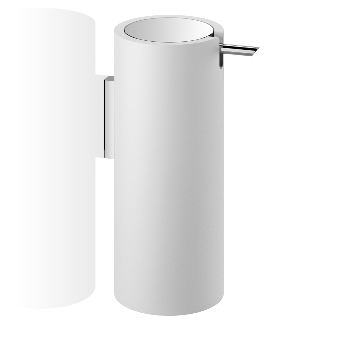Дозатор жидкого мыла настенный  DECOR WALTHER  STONE WSP  0972254   17 X Ø 7 X 10 см, 200 мл, из композита Solid Surface, цвет белый/хром