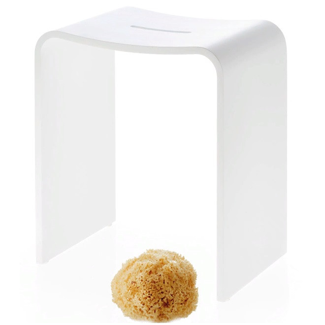 Табурет для душевой  DECOR WALTHER  STONE STOOL    0974750   46x40x28 см    из композита Solid Surface, цвет белый матовый