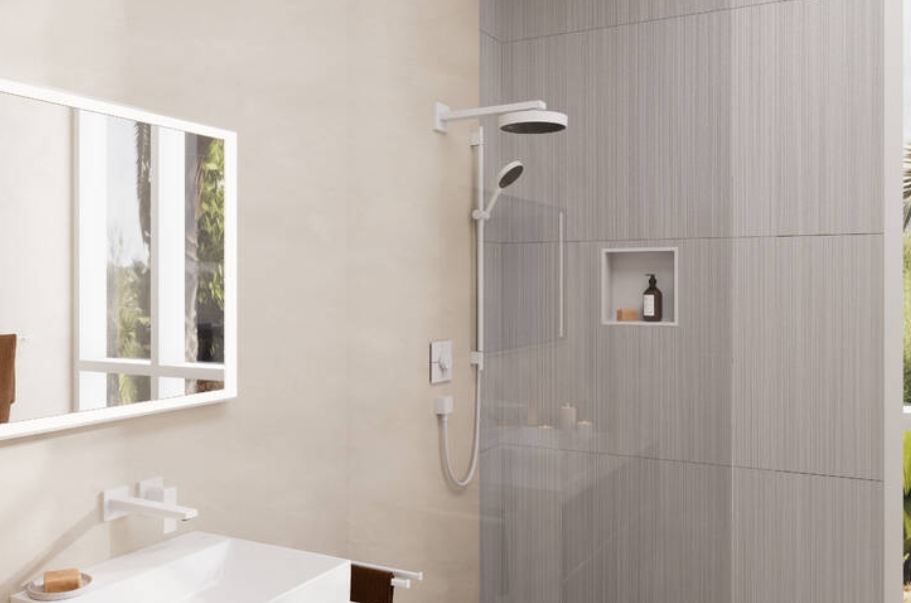 Настенный держатель для верхнего душа HANSGROHE Square 27694700 390 мм, цвет Белый матовый