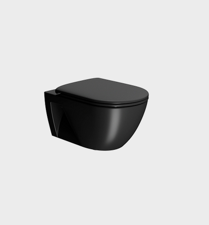 Унитаз подвесной GSI PURA ECO 880726 350 мм х 550 мм, Swirlflush, с открытым креплением, цвет Чёрный матовый Ardesia