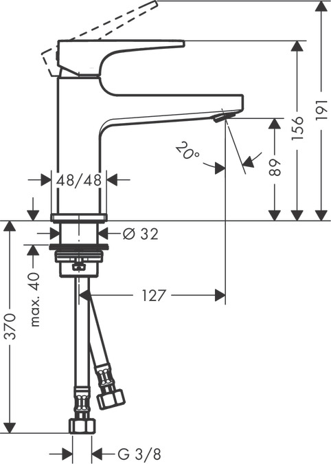 Смеситель для маленькой раковины Hansgrohe Metropol 32500140  со сливным донным клапаном Push-Open, шлифованная бронза