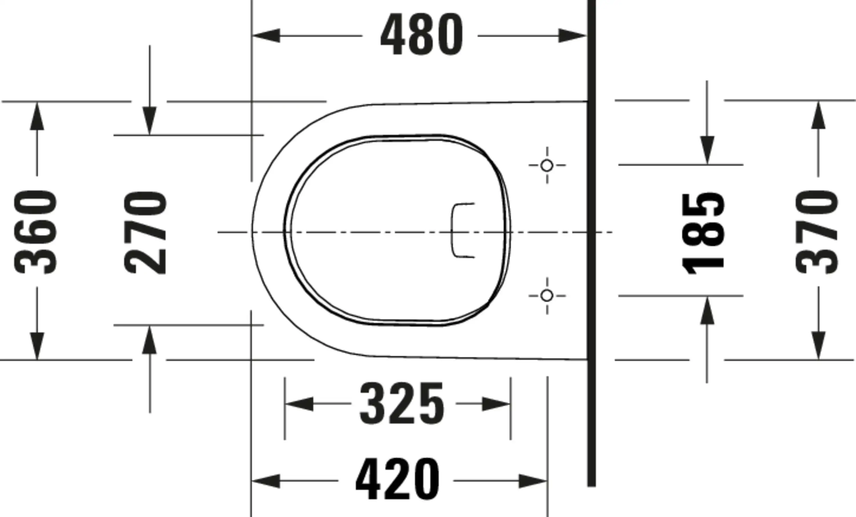 Унитаз подвесной безободковый Duravit D-Neo 2588090000 480 мм х 370 мм, цвет Белый глянцевый