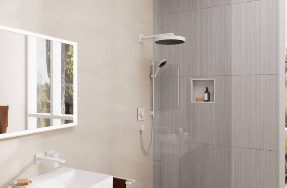 Настенный держатель для верхнего душа HANSGROHE Square 27694700 390 мм, цвет Белый матовый