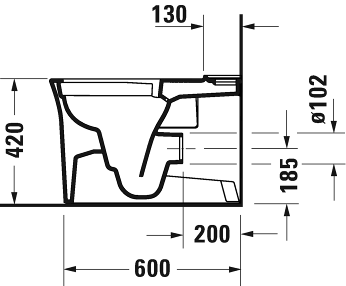 Унитаз напольный Duravit White Tulip 2197090000 370 мм х 650 мм, с вертикальным смывом, Vario, с HygieneFlush, с креплением, белый