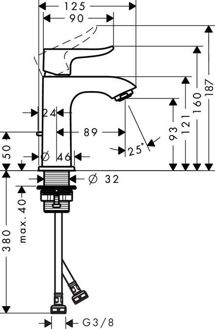 Смеситель для маленькой раковины Hansgrohe Metris 31088000 Хром